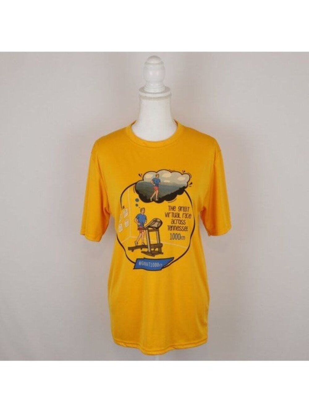 Port & Company Adult Unisex Small Yellow Graphic Crewneck Short Sleeve Tech Tee
